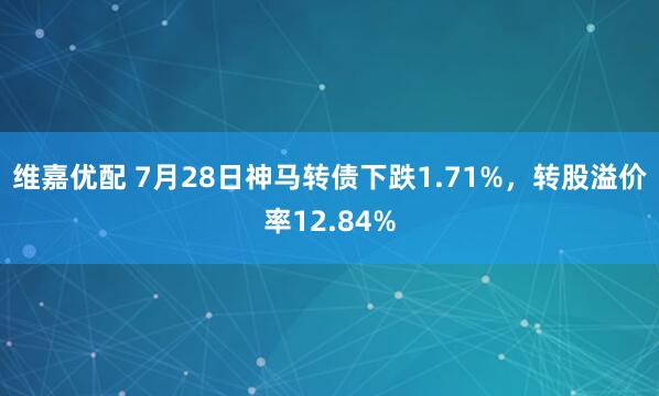 维嘉优配 7月28日神马转债下跌1.71%，转股溢价率12.84%